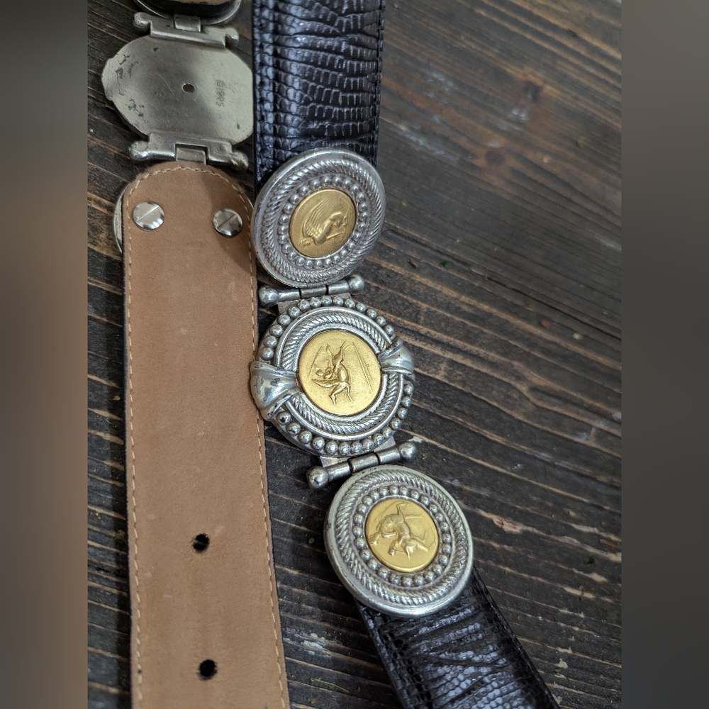 Vintage Brighton Belt Black With Coins Euc